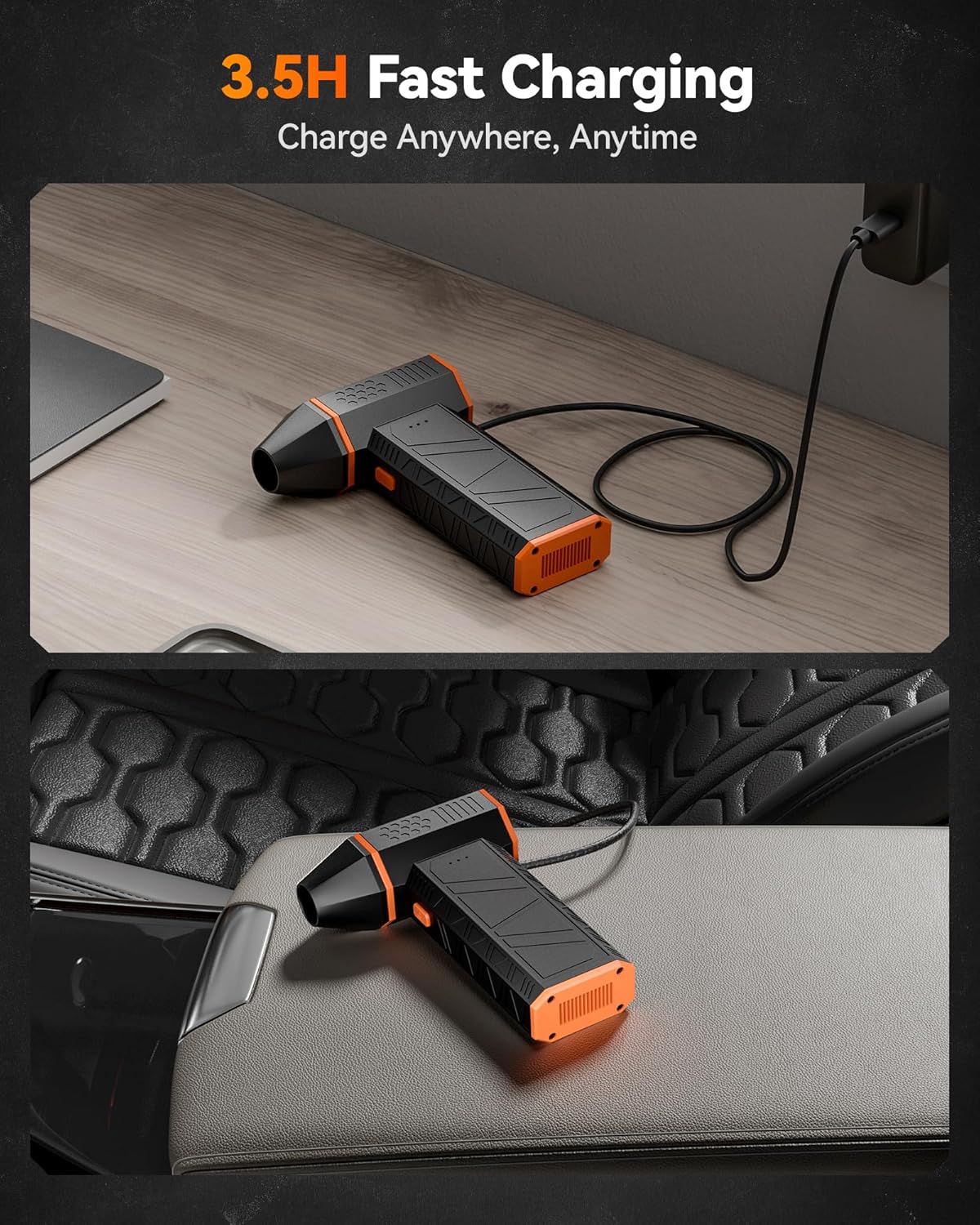 WOLFBOX MF50 Electric Air Duster-110000RPM Super Power Cordless Air Duster, 3-Gear Adjustable Mini Blower with Fast Charging, Dust Blower for Computer, Keyboard, House, Outdoor and Car