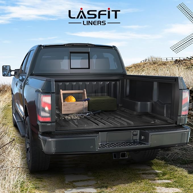 LASFIT Bed Mat for Nissan Titan 2017-2024 & Titan XD 2016-2024 5.6FT/67 inchs (Not Fit Equipped Truck Bed Storage), All Weather TPE Custom Fit Truck Bed Mat Liner for 17-24 Titan & 16-24 Titan XD