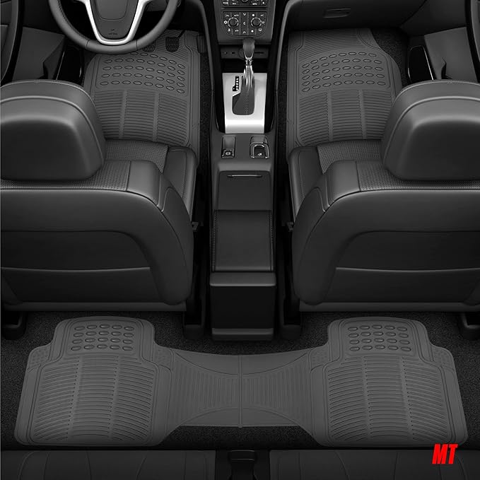 BDKProLiner Gray All Weather Rubber Auto Floor Mats & Cargo Liner - Heavy Duty 4pc Set - CB783