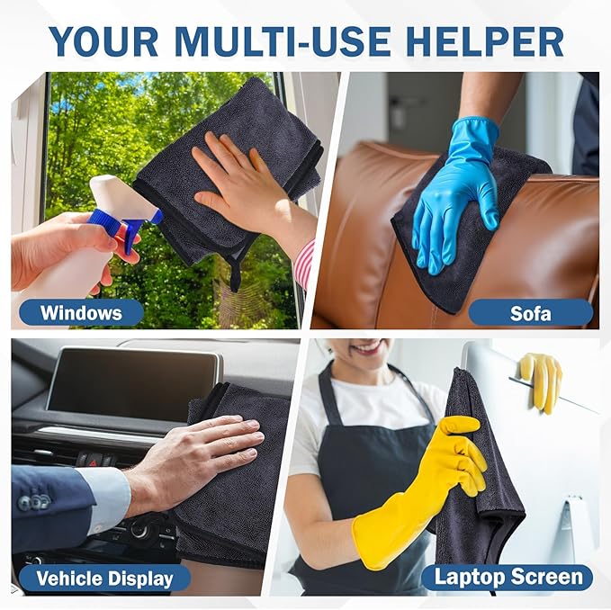 Navona 5-Pack 600GSM Professional Microfiber Car Drying Towels - Ultra Absorbent, Scratch-Free, Lint-Free (23.6" x 15.7") for Auto Detailing & Car Wash and Household Use.