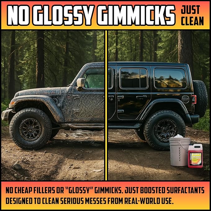 Foam Boost Off-Road & ATV Wash Soap – Heavy Duty pH-Balanced Car Wash for Trucks, UTVs, RVs & Dirt Bikes – Quick Rinse, No Residue – Works with Foam Cannons, Guns & Buckets – 64 fl. Oz.