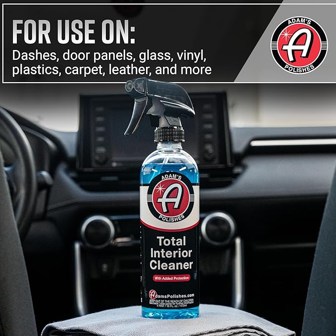 Adam's Polishes Total Interior Cleaner & Protectant, Quick Detailer & SiO2 Protection, Ceramic Infused, Anti-Static, OEM Finish, For Leather, Vinyl, Plastics, Glass & More