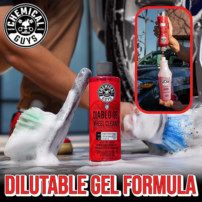 Chemical Guys Diablo Gel Oxygen Infused Foam Wheel & Rim Cleaner - Concentrated Formula Safe on All Wheel Finishes, Removes Brake Dust, Dirt & Grime, for Cars, Trucks, SUVs, Motorcycles & RVs, 16 oz