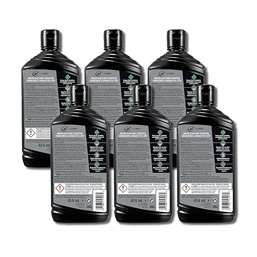 Turtle Wax 53448-6PK Hybrid Solutions Ceramic Acrylic Black Polish and Wax Formulated for Black Car Paint, Removes Surface Scratches and Swirl Marks, Provides Water Repellency, 14 oz. (Pack of 6)