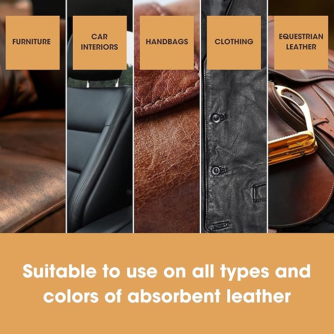 Furniture Clinic Leather Easy Restoration Kit | with Leather Recoloring Balm, Cleaner, Sponge, and Cloth | Leather Repair Kit for Scratched and Faded Furniture (Beige)
