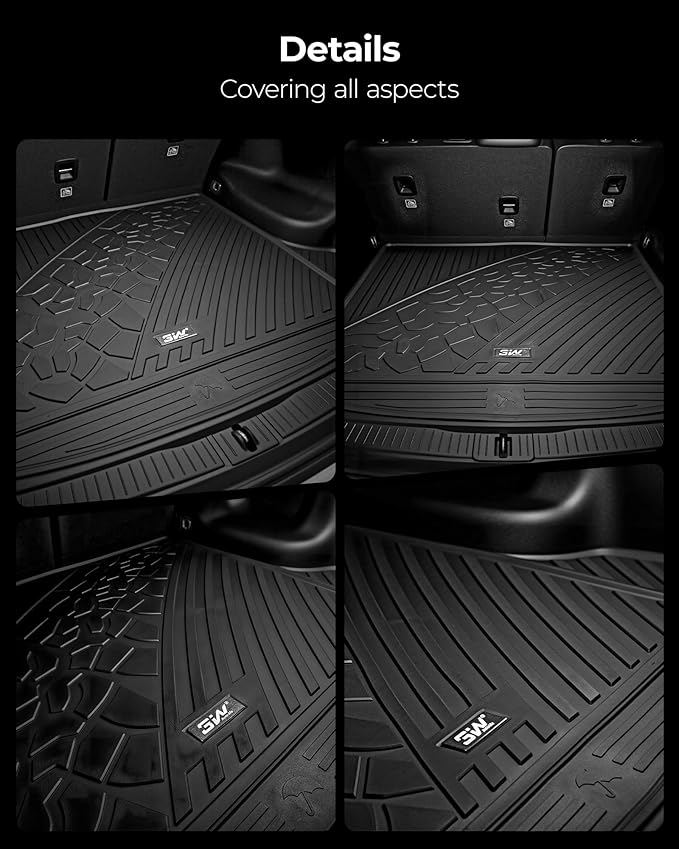 3W Cargo Mat Fit for Jeep Wrangler JL with SUBWOOFER 2018-2024 2025 All Weather Custom Fit Trunk Liner for JL Unlimited 4-Door Sahara Willys Rubicon(Non JK or 4XE) Black