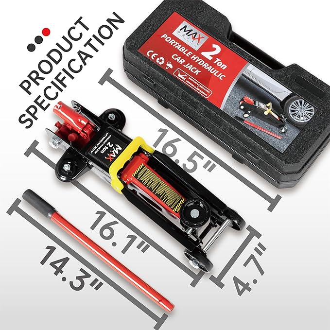2-Ton (4000 lbs) Hydraulic Trolley Garage Service/Floor Jack with Blow Mold Carrying Storage Case for sedans and Pickup Trucks Home and Workshop Vehicle Maintenance