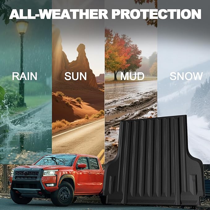Bed Mat for Nissan Frontier 2022-2026, All Weather Truck Bed Liner for 2026 2025 Nissan Frontier Accessories, 5FT TPE Cargo Liner Truck Mat