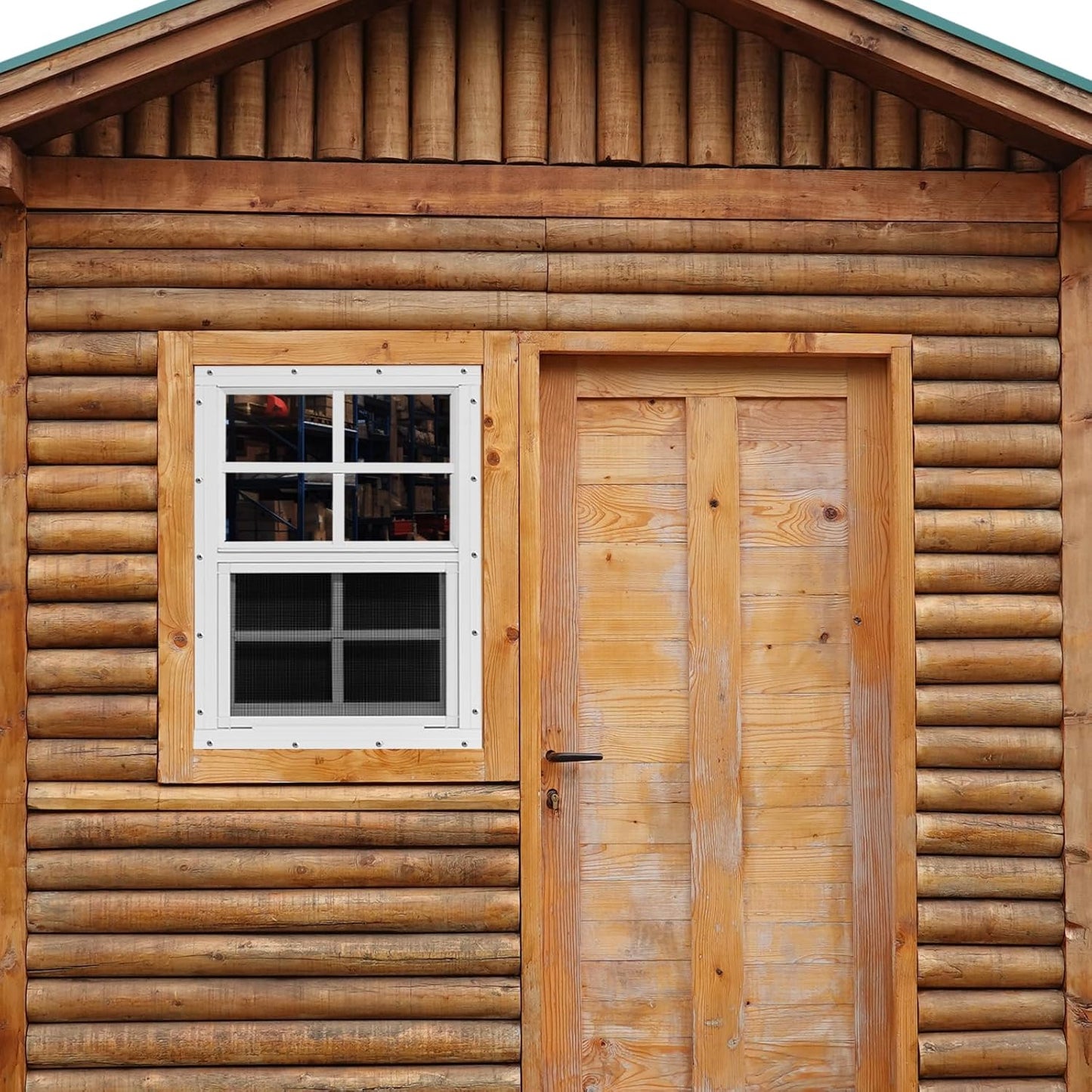 NeatiEase Upgraded Shed Windows 2 Pack, 12" x 18" Windows with Tempered Glass and Stainless Steel Screen for Shed, Chicken Coop, Playhouse, Household, Garage(White)