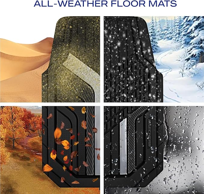 Skechers Heavy Duty Rubber Car Floor Mats,Dual Color Design Floor Mats,All Weather Car Mats,Waterproof Trim To Fit Universal Floor Liner Car Accessories,Automotive Floor Mats For Cars Trucks Suv,Black