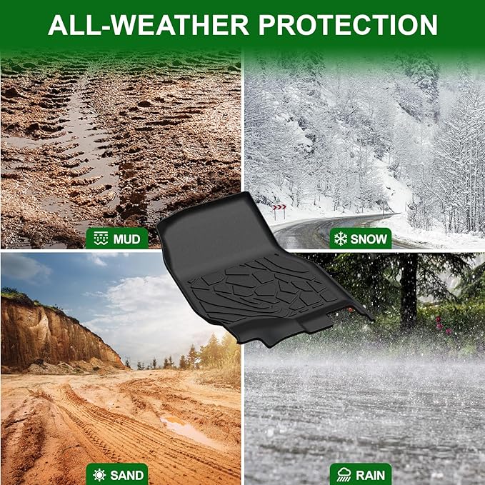 Floor Mats for Ford F-150 2015-2025 | F150 Lightning 2022-2025 SuperCrew (Rear w/Fold Flat Storage) Carpet Floor All Weather TPE Car Liners Truck Front and 2nd Row Door Guards Accessories