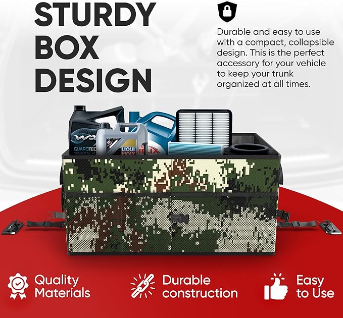 FORTEM Trunk Organizer For SUV Car Trunk Organizer, Foldable Storage, Car Accessories for Women Men, Collapsible Multi Compartment, 600D Oxford, Non Slip Bottom, Securing Straps, Soft Cover (65L)