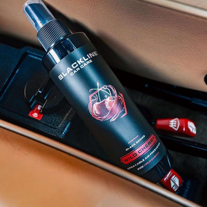 Blackline Car Care - Wild Cherry Car Air Freshener, Long-Lasting, Oder Eliminator, for Cars, Trucks, SUV, or Home Use - 8 fl OZ - Wild Cherry Air Freshener - Cherry Spray