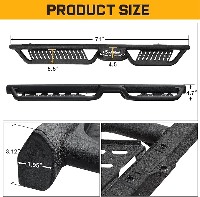 Running Boards Compatible with 2018-2026 Jeep Wrangler JL 4 Door. Wrangler JL Running Boards Step Bars and Black Side Steps Step Bars.