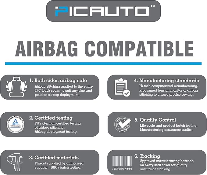 PIC AUTO Waterproof Universal Wetsuit Neoprene Car Seat Covers, Low Back, Airbag Compatible for Cars, SUVs, Vans, Trucks (4 Pieces, Gray)