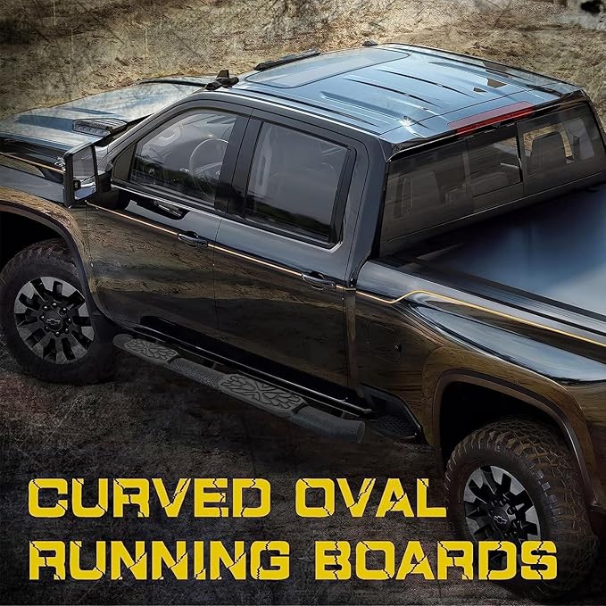 3.5 Inches Oval Tube Step Bar Running Boards Compatible with 2005-2023 Toyota Tacoma Double Cab/Crew Cab with 4 Full-Size Doors. Tacoma Step Bars and Carbon Steel Side Steps Step Bars.