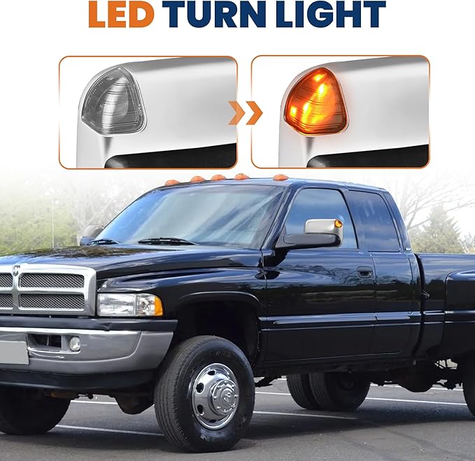 Pair Chrome Power Heated Towing Mirrors Compatible for 1998-2001 Dodge Ram 1500/1998-2002 Dodge Ram 2500 3500 w/Led Turn Light