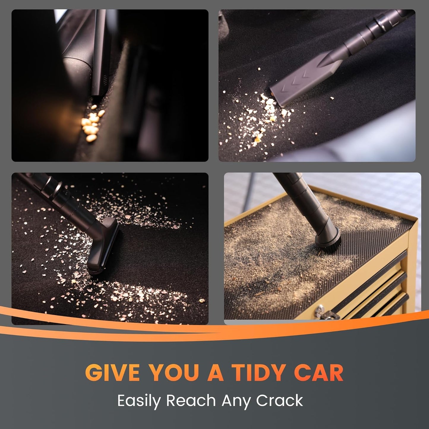 Giraffe Tools Grandstorm Retractable Vacuum Cleaner with 30 FT Hose Wall Mounted, Wet Dry Vacuum Cleaner with 6 Nozzles for Car Detailing Normal Version, Grey (No Remote Control Function)