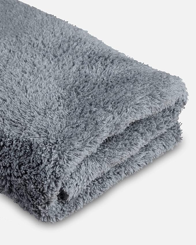 Adam's Borderless Grey Microfiber Towel (12pk) - Premium Ultra Soft Car Detailng Towel Cloths, 480gsm - Safe for Car Wash, Home Cleaning & Pet Drying Cloths (16 Inch x 16 Inch)
