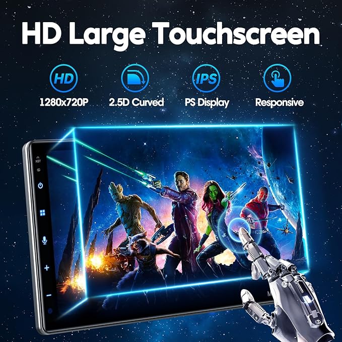 PLZ 10.1" Wireless Single Din Car Radio Stereo with Apple Carplay Android Auto Touch Screen, Car Play Audio Receivers Headunit, Bluetooth 5.3, Backup Camera, 240W, 2 Subwoofers, Navigation, FM/AM, SWC