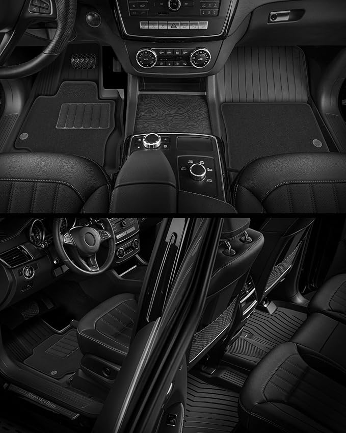 3W Floor Mats & Front Carpet Fit for 2019-2024 2025 Chevy Silverado/GMC Sierra Denali 1500 & 2020-2024 2025 GMC Sierra 2500HD/3500HD Crew Cab, TPE All Weather Accessories 2 Rows Full Set Car Mats