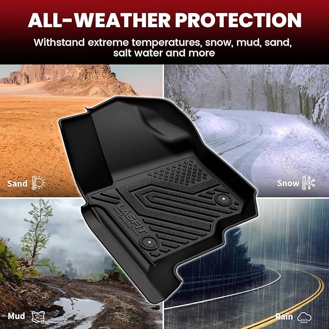 LASFIT Floor Mats&Trunk Liner for Ford Expedition(Not for Max Models) 2018-2024 8 Seats, All Weather TPE Custom Fit for SUV Car Liners, 1st& 2nd& 3rd& Cargo Liner, Black 5pcs