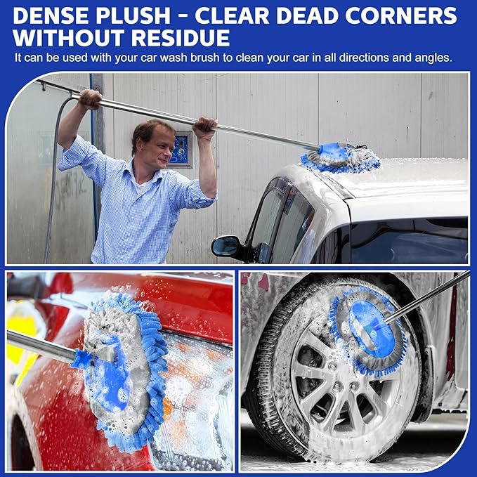 Layhit 5 Pcs Car Wash Mitt Set, Brush Not Included, Microfiber Mitt Cleaning Car Truck Washing Tools Kit RV Pickup Chenille Scratch Replacement(Royal Blue)