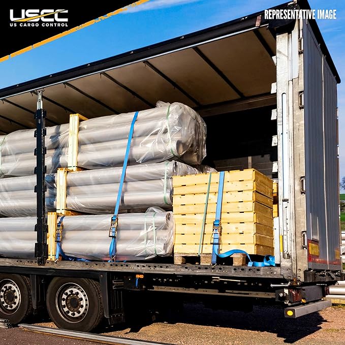 US Cargo Control 2 Inch x 18 Foot Heavy Duty Ratchet Straps with J Hooks (12-Pack), for Flatbed Trailers, 3,333 LBS Working Load Limit, Blue Ratchet Straps