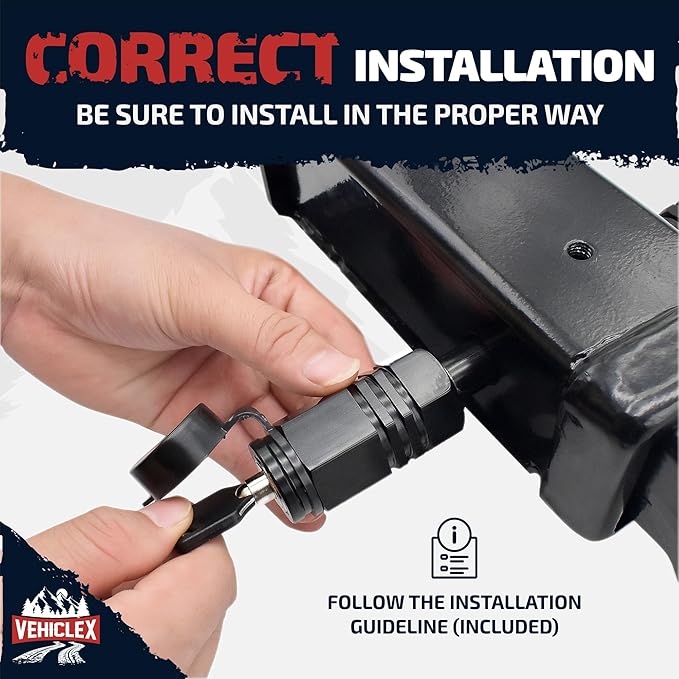 Vehiclex Heavy-Duty Trailer Hitch Pin Lock – 5/8" Locking Hitch Pin with 4-5/8" Effective Span for 3" and 3.5" Receivers – Class IV & V Hitch Security with Unique Tubular Key