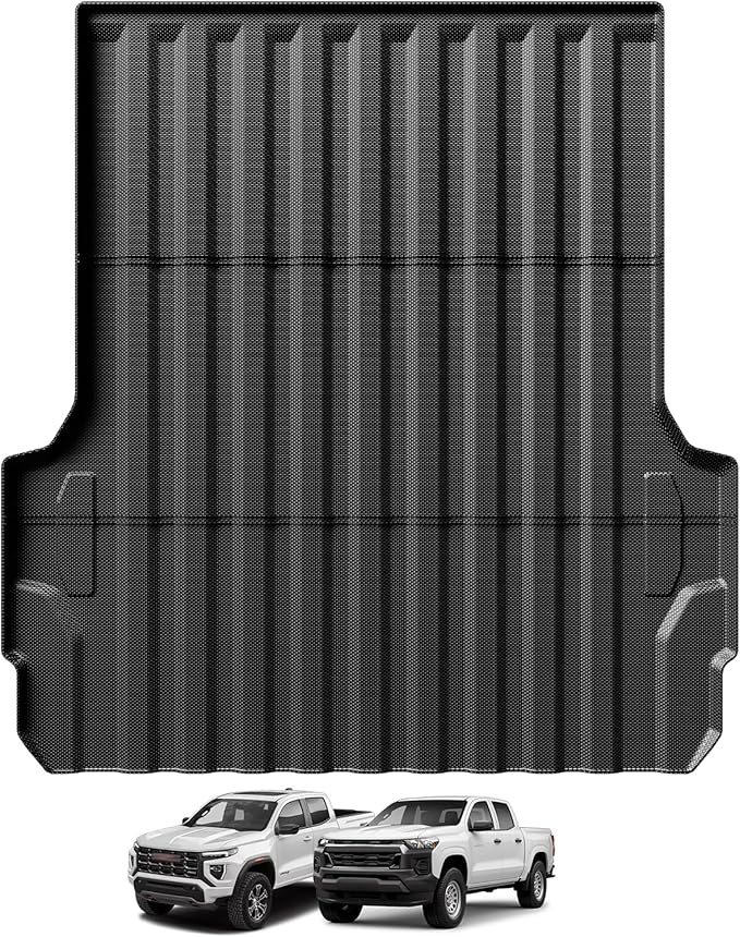 TripleAliners Truck Bed Mat Compatible with Chevy Colorado/GMC Canyon 2023 2024 2025 2026 Accessories 5FT Vehicle Perfectly Flush All Weather Protection TPE Heavy Duty Pickup Car Bed Cargo Mat