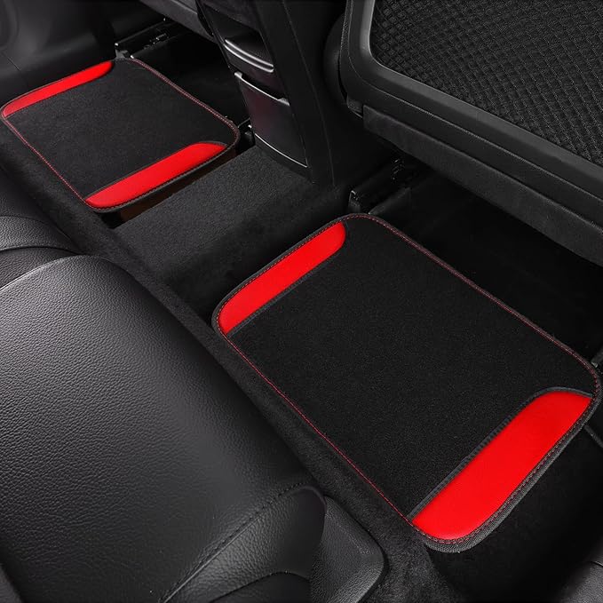 CAR PASS Faux Leather Steering Wheel Cover and Waterproof Car Floor Mats,Universal Car Combo Fit for 95% Sedan,SUV,Cars,14.5-15inch Sporty Anti-Slip Safety Comfortable Design(Black&Red)