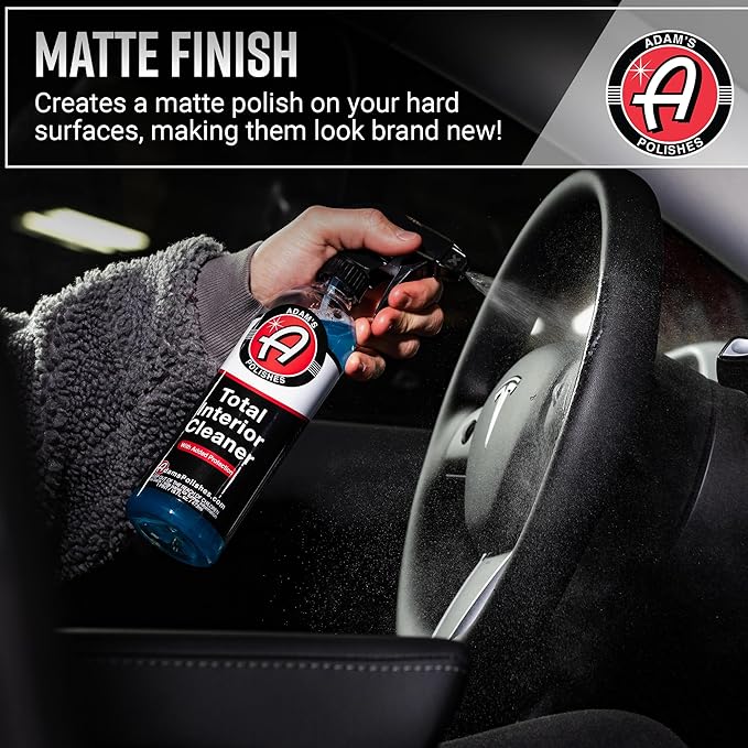 Adam's Polishes Total Interior Cleaner & Protectant, Quick Detailer & SiO2 Protection, Ceramic Infused, Anti-Static, OEM Finish, For Leather, Vinyl, Plastics, Glass & More