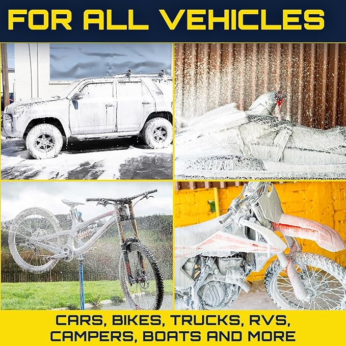 Foam King™ Gun Car Wash + Power Foam Car Wash Soap Strip (10ct = 5 Car Washes) - Connects to Garden Hose, Ultimate Scratch Free Cleaning Snow Blaster Cannon Washing