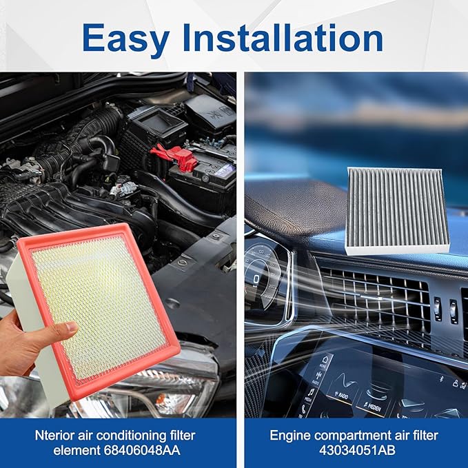 6.7L Cummins Fuel Filter Kit, Replaces 2019-2024 Ram 2500, 3500, 4500, 5500 Turbo Diesel Engines 68157291AA 68436631AA, 5083285AA Oil Filter, 43034051AB Air Filter, 68406048AA Cabin Air Fitler