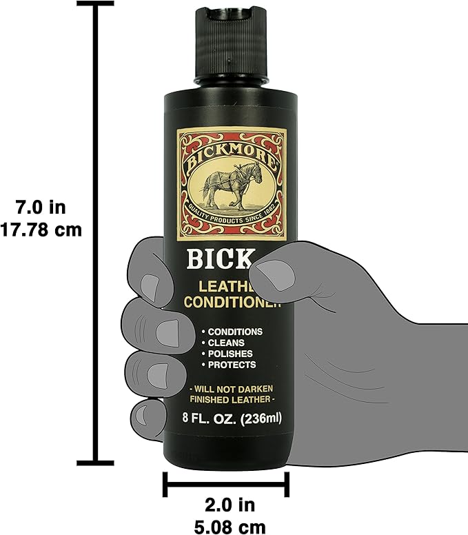 Bick 4 Leather Conditioner and Leather Cleaner 8 oz - Will Not Darken Leather - Safe For All Colors of Leather Apparel, Furniture, Jackets, Shoes, Auto Interiors, Bags & All Other Leather Accessories