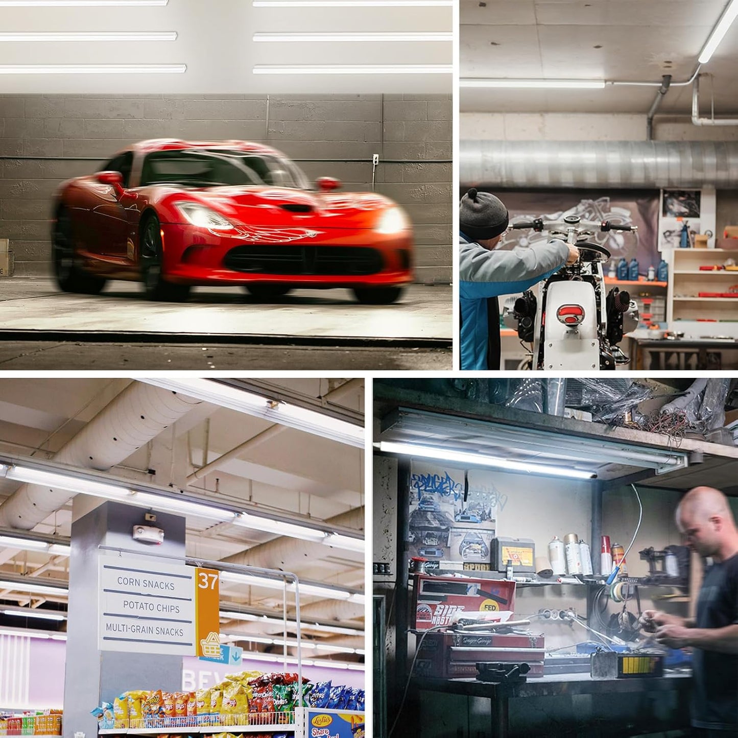 Pak 4FT LED Shop Lights, 2300LM 6500K Cool White, 20W Energy Efficient Linkable Ceiling and Under Cabinet Lighting, T5 Integrated Utility Fixture for Garage, Workshop, Basement, FCC Certified, 8 Pack