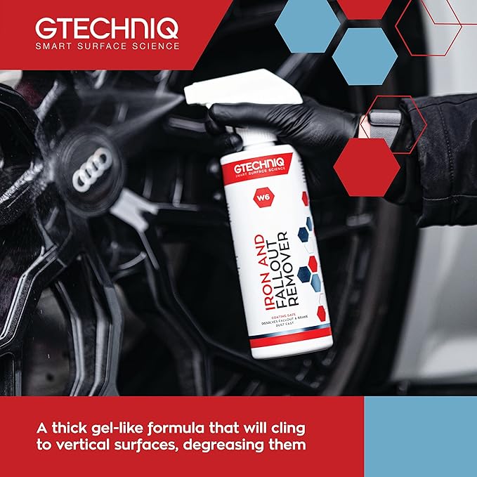 Gtechniq W6 Iron Removing Wheel & Paint Cleaner for Cars, Brake Dust Remover, Degreaser and Alloy Wheel Cleaner for Wheels, Rims and Paintwork, Safe on Coatings - 500ml
