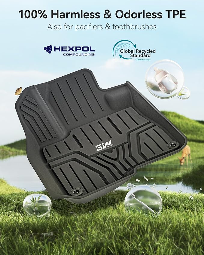 3W Floor Mats & Cargo Liner Fit for Honda CR-V 2017-2022(Not Fit for Hybrid), All Weather TPE Custom Fit Floor Liner 1st, 2nd Row and Full Set Trunk Car Mats Black