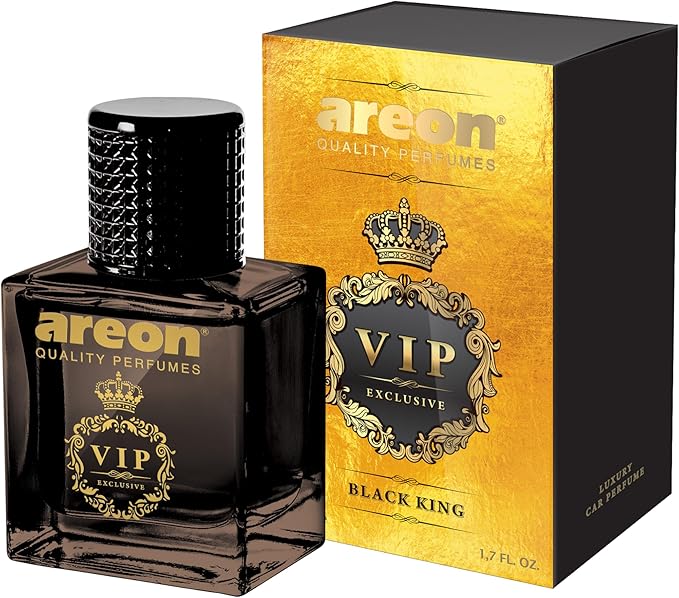 AREON VIPP02 Car Perfume 1.7 Fl Oz. (50ml) Glass Bottle Car Air Freshener Spray, Black King