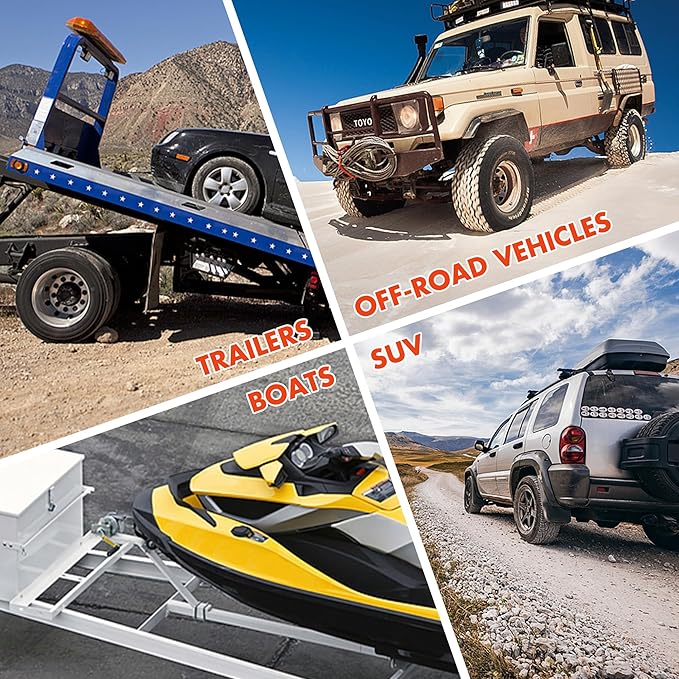 ZESUPER 9500 lb Load Capacity Electric Winch,12V Waterproof IP68 Winch with Wireless Handheld Remotes, Wired Switch,Hawse Fairlead, 80ft Synthetic Rope Winches for Jeep Trailer Truck Off-Road Vehicle