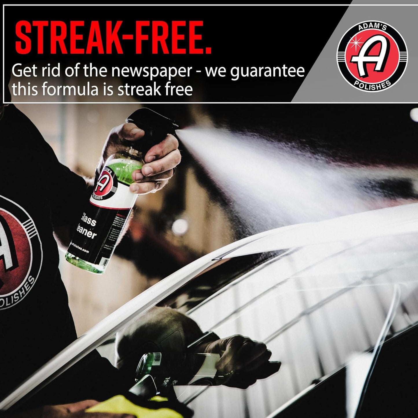 Adam's Polishes Glass Cleaner - Car Window Cleaner | Car Wash All-Natural Streak Free Formula For Car Cleaning | Safe On Tinted & Non-Tinted Glass | Won’t Strip Car Wax or Paint Protection