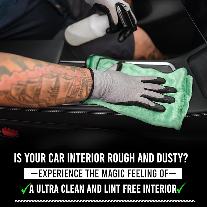 Paks - Edgeless Microfiber Towels 4-Pack - Car Detailing Wash Cloths for Cleaning - 16x16 Car Drying Towel - Lint Free Auto Rags for Polishing & Buffing - Purple & Grey Cleaning Supplies