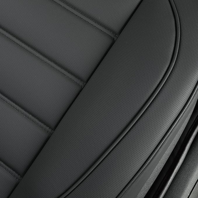 2 Pack Leather Front Car Seat Covers,Bottom Seat Covers for Cars,Driver Car Seat Cover,Luxury Seat Protectors,Waterproof,Full Wrap,for Most Vehicles,Sedan,Truck,SUV(Black)