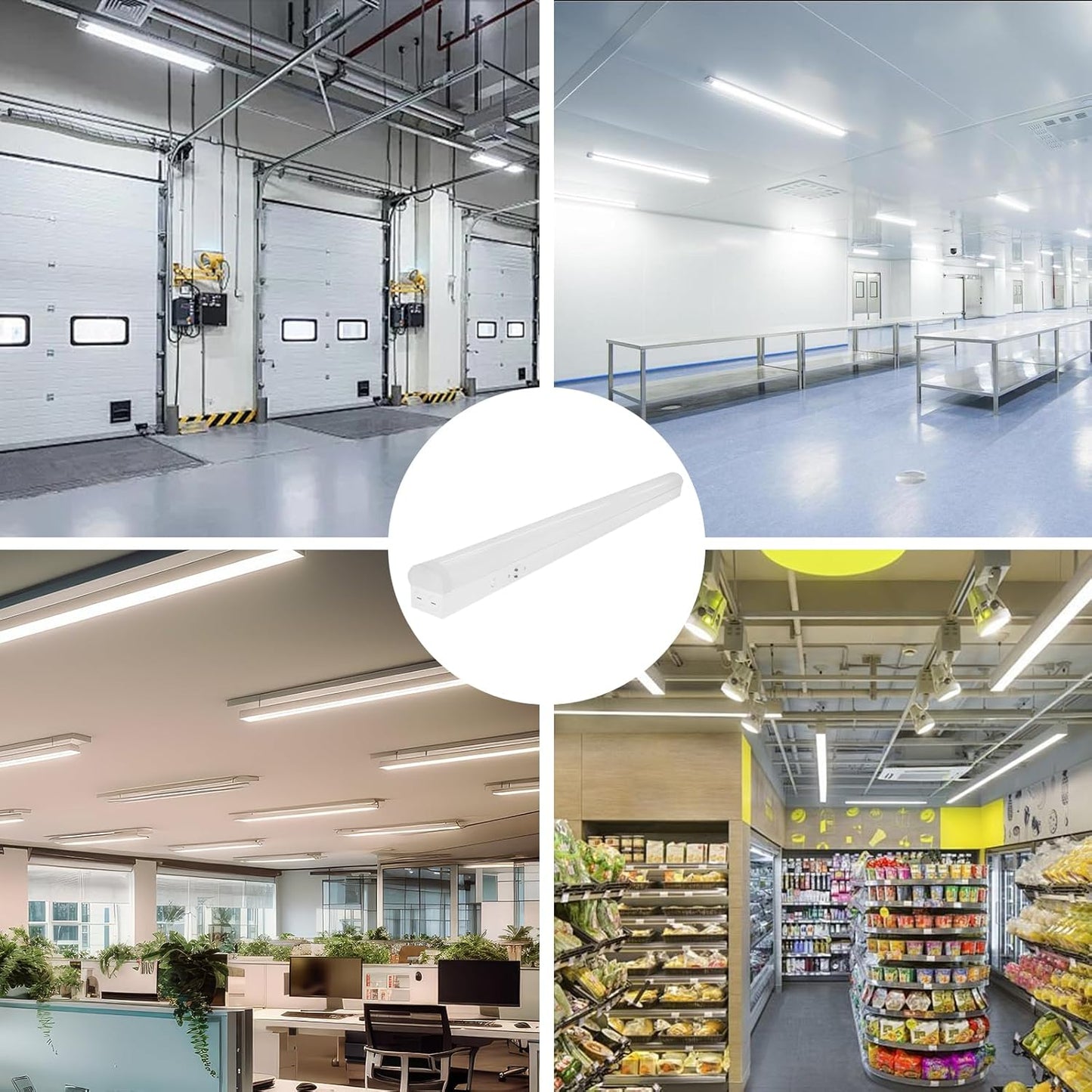 8FT LED Linear Strip Light Fixture, 8 Foot LED Shop Lights 64/75/90W 35/40/5000K CCT Selectable,Surface Mount and Hanging Ceiling Lighting Fixture for Garage, Warehouse, Workshop, Supermarket (4)