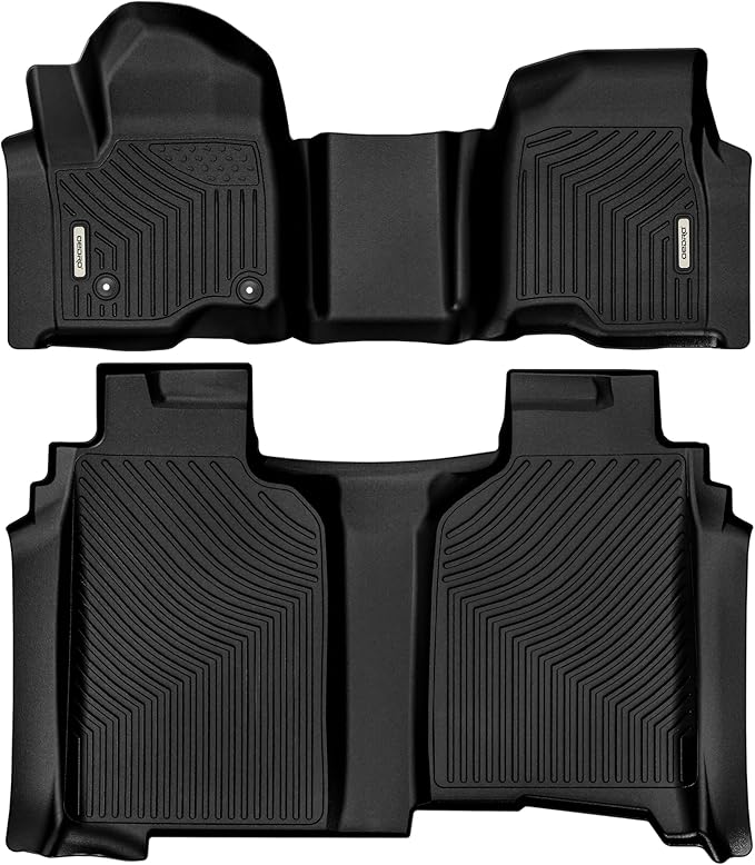 OEDRO Floor Mats Fit for 2019-2026 Chevy Silverado/GMC Sierra Denali 1500 & 2020-2025 Silverado/Sierra 2500HD/3500HD Crew Cab Without Rear Underseat Storage Box, TPE All-Weather Car Mats, Black