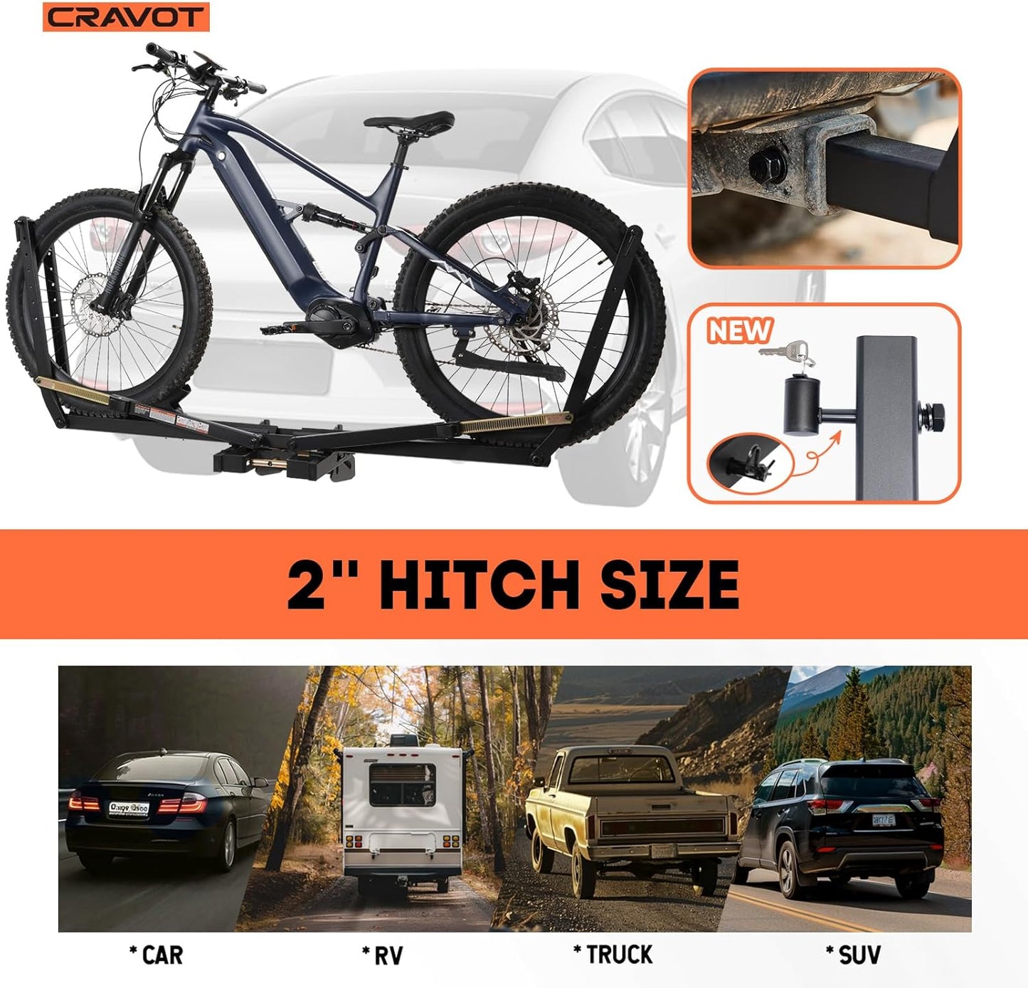 MagRack X1 Hitch 1 Ebike Rack, 100 lbs Capacity Electric Bike Carrier with 2 Arms, Foldable Bike Racks for Tow Hitch Up to 3.5-in Fat Tire 2" Receiver w/Lock