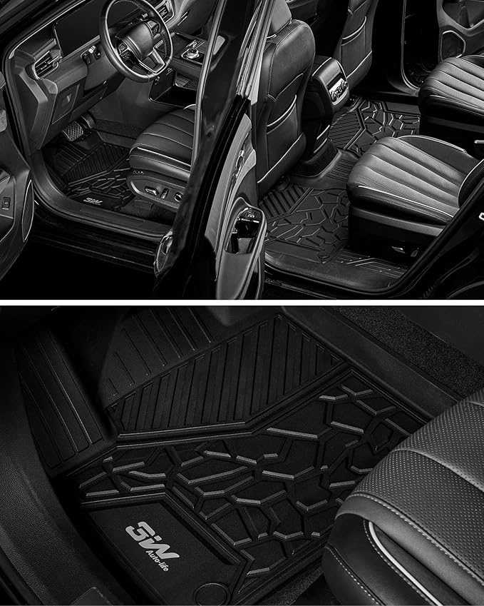 3W Floor Mats Fit for Ford Maverick Hybrid 2022 2023 2024 2025, TPE All Weather Custom Fit Floor Liner Car Accessories 1st and 2nd Row Full Set Car Liners (Only for Hybrid)