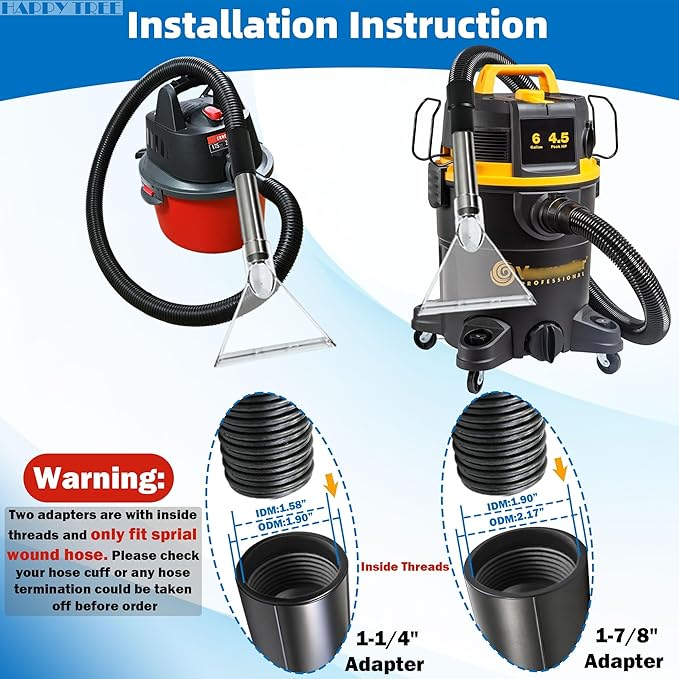 Happy Tree Hand Tool with Large 7-1/2" Clear Head for Upholstery & Carpet Cleaning, Turn Wet-Dry Vac into an Extractor, Detailing Wand Extractor Vacuum Cleaner