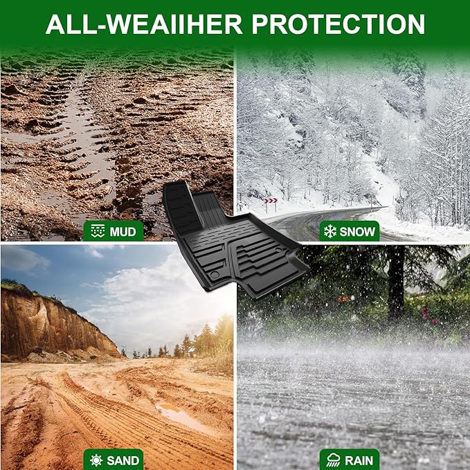 Car Floor Mats Custom Fit for Toyota RAV4 2025 2024-2019 (Include Gas & Hybrid), Door Sill Guards Accessories, All Weather TPE Front and 2nd Row Black Automotive Liners for RAV 4