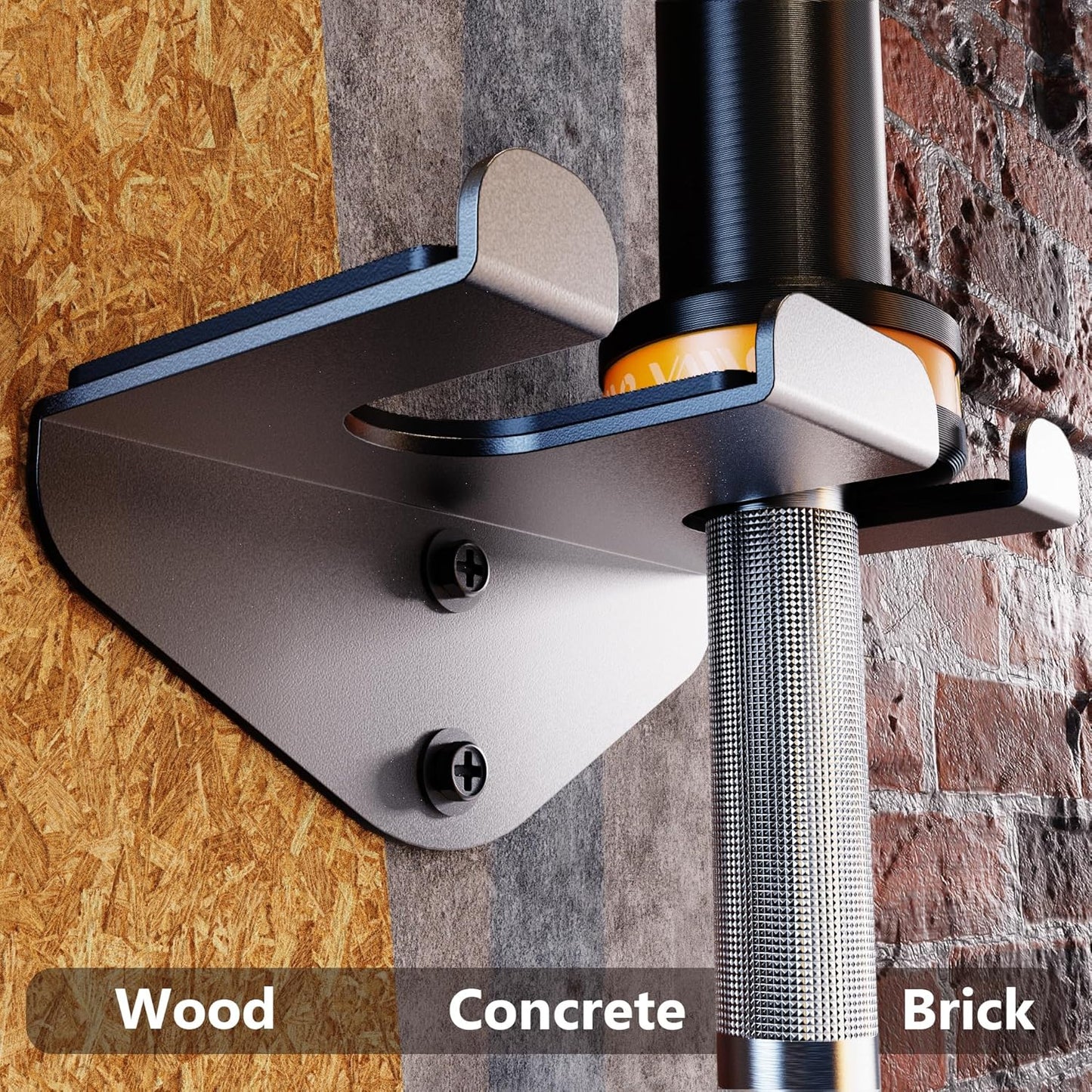 VAIIO Single Olympic Barbell Hanger,Garage Gym Bar Wall Rack,Vertical Barbell Mount Rack,Black Powder Coated,Space Saving Commercial or Home Gym Accessory,Holds Under 33mm Bar Size